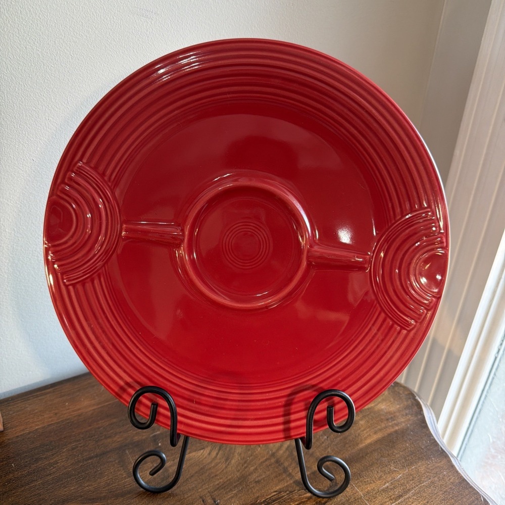 Fiestaware 12" Hostess Tray Platter Chip Dish Fiesta Scarlett Homer Laughlin
